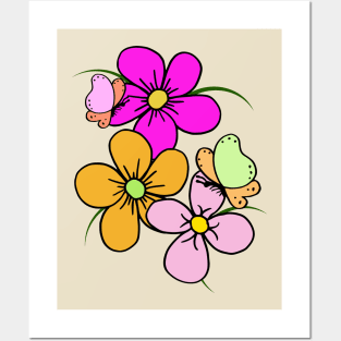 flower tendril, floral, bloom, butterfly, blooming Posters and Art